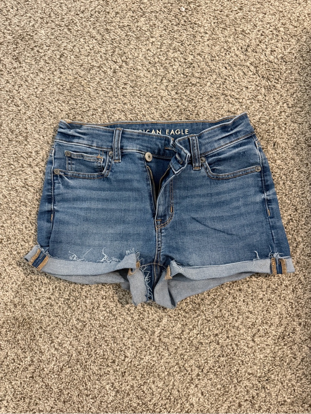 American Eagle Outfitters Medium Blue Rolled Cuff Denim Shorts
